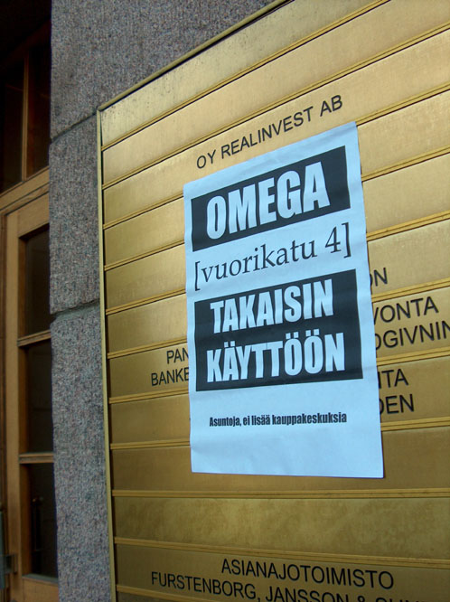 Samana päivänä Realinvestin toimistolle ilmaantui viesti valtaajilta.