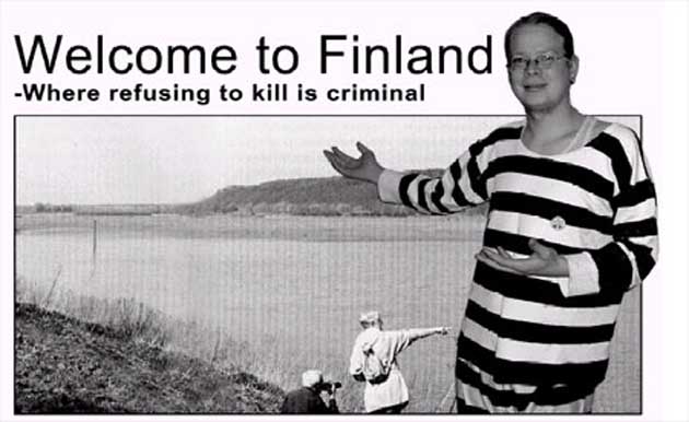 Suomea esittelevä postikortti Jussin tyyliin